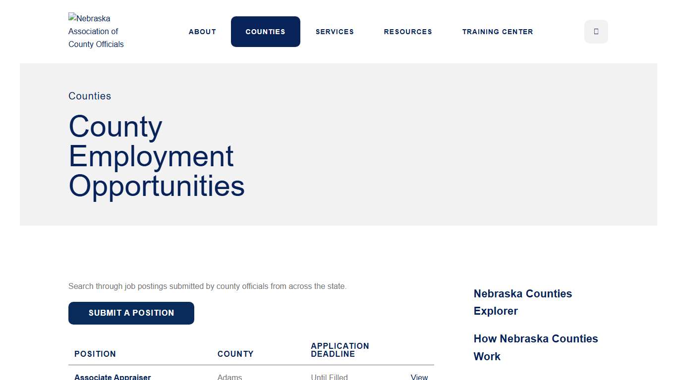 County Employment Opportunities : Counties : Nebraska Association of County Officials
